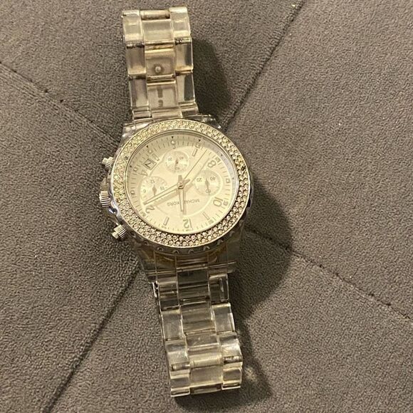 MICHAEL KORS Clear Crystal Women's Chronograph Watch MK5337 **FLAWS** - Picture 5 of 9